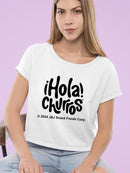Officially Licensed Hola Churro Whimsical Lover - Retro Snack-Themed Artwork Women's Crop Tee