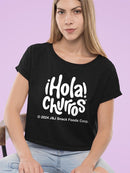 Officially Licensed Hola Churro Whimsical Lover - Retro Snack-Themed Artwork Women's Crop Tee