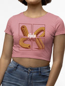 Officially Licensed Hola Churro Pop Art  - Vibrant Retro Dessert Women's Crop Tee