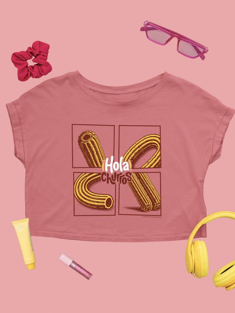 Officially Licensed Hola Churro Pop Art  - Vibrant Retro Dessert Women's Crop Tee