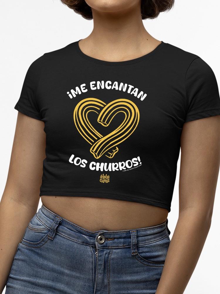 Officially Licensed Hola Churro Heart-Shaped Churros  - Bold Spanish Dessert Artwork Women's Crop Tee