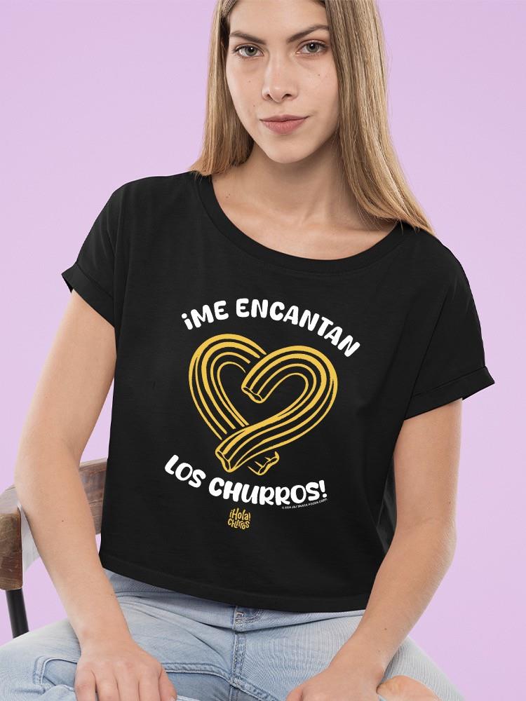 Officially Licensed Hola Churro Heart-Shaped Churros  - Bold Spanish Dessert Artwork Women's Crop Tee