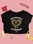 Officially Licensed Hola Churro Heart-Shaped Churros  - Bold Spanish Dessert Artwork Women's Crop Tee