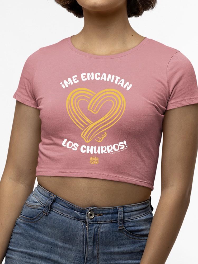 Officially Licensed Hola Churro Heart-Shaped Churros  - Bold Spanish Dessert Artwork Women's Crop Tee