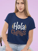 Officially Licensed Hola Churro Bold And Playful Dessert Art Print Women's Crop Tee