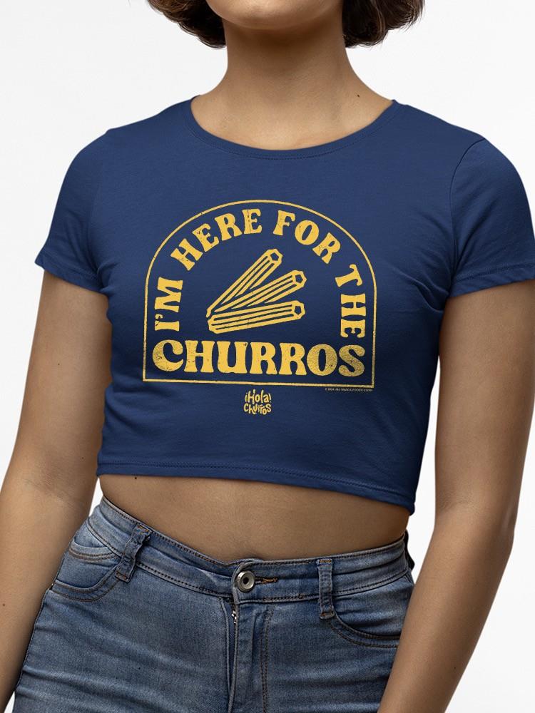 Officially Licensed Hola Churro Here For The Churros Bold Retro Snack Lover Women's Crop Tee