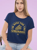 Officially Licensed Hola Churro Here For The Churros Bold Retro Snack Lover Women's Crop Tee