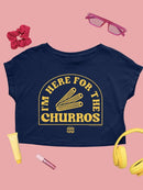 Officially Licensed Hola Churro Here For The Churros Bold Retro Snack Lover Women's Crop Tee