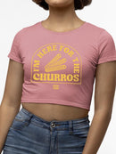 Officially Licensed Hola Churro Here For The Churros Bold Retro Snack Lover Women's Crop Tee