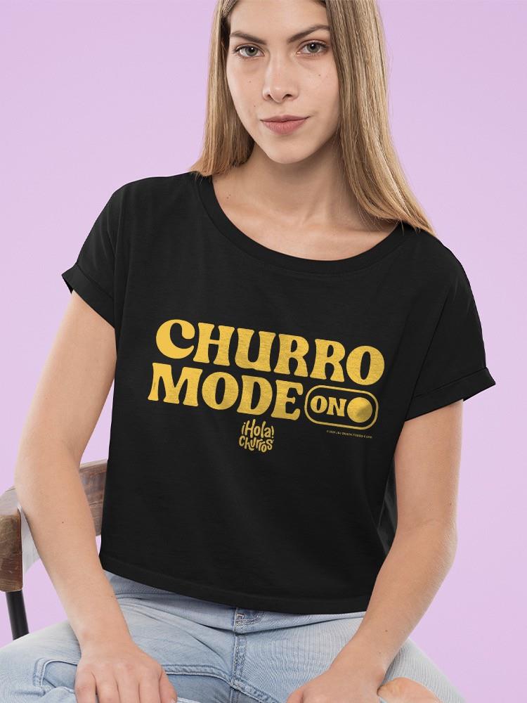 Officially Licensed Hola Churro Mode On Bold Retro Women's Crop Tee