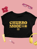 Officially Licensed Hola Churro Mode On Bold Retro Women's Crop Tee