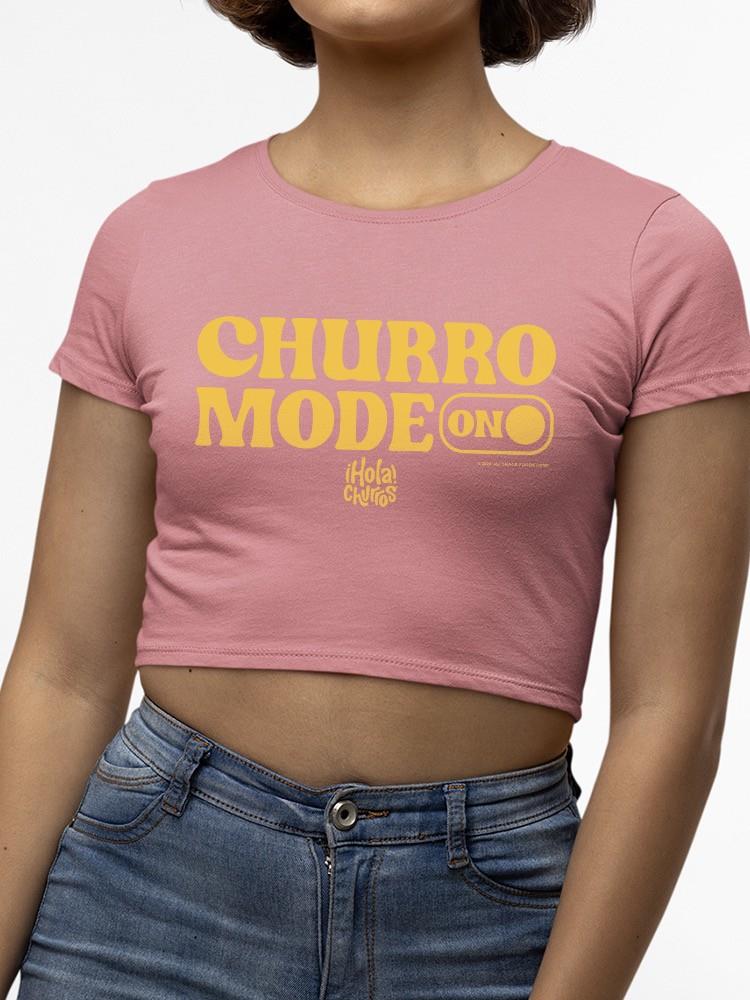 Officially Licensed Hola Churro Mode On Bold Retro Women's Crop Tee