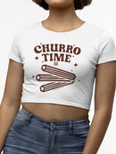 Officially Licensed Hola Churro Time Retro Starry Snack Women's Crop Tee
