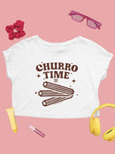 Officially Licensed Hola Churro Time Retro Starry Snack Women's Crop Tee