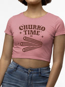 Officially Licensed Hola Churro Time Retro Starry Snack Women's Crop Tee
