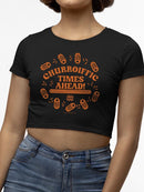 Officially Licensed Hola Churro Churroiffic Times Ahead Fun Snack Women's Crop Tee