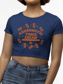 Officially Licensed Hola Churro Churroiffic Times Ahead Fun Snack Women's Crop Tee