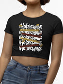Officially Licensed Hola Churro Colorful Art Fun Print Women's Crop Tee