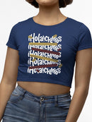 Officially Licensed Hola Churro Colorful Art Fun Print Women's Crop Tee