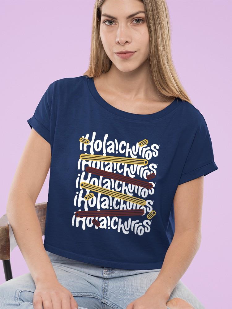 Officially Licensed Hola Churro Colorful Art Fun Print Women's Crop Tee