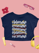 Officially Licensed Hola Churro Colorful Art Fun Print Women's Crop Tee