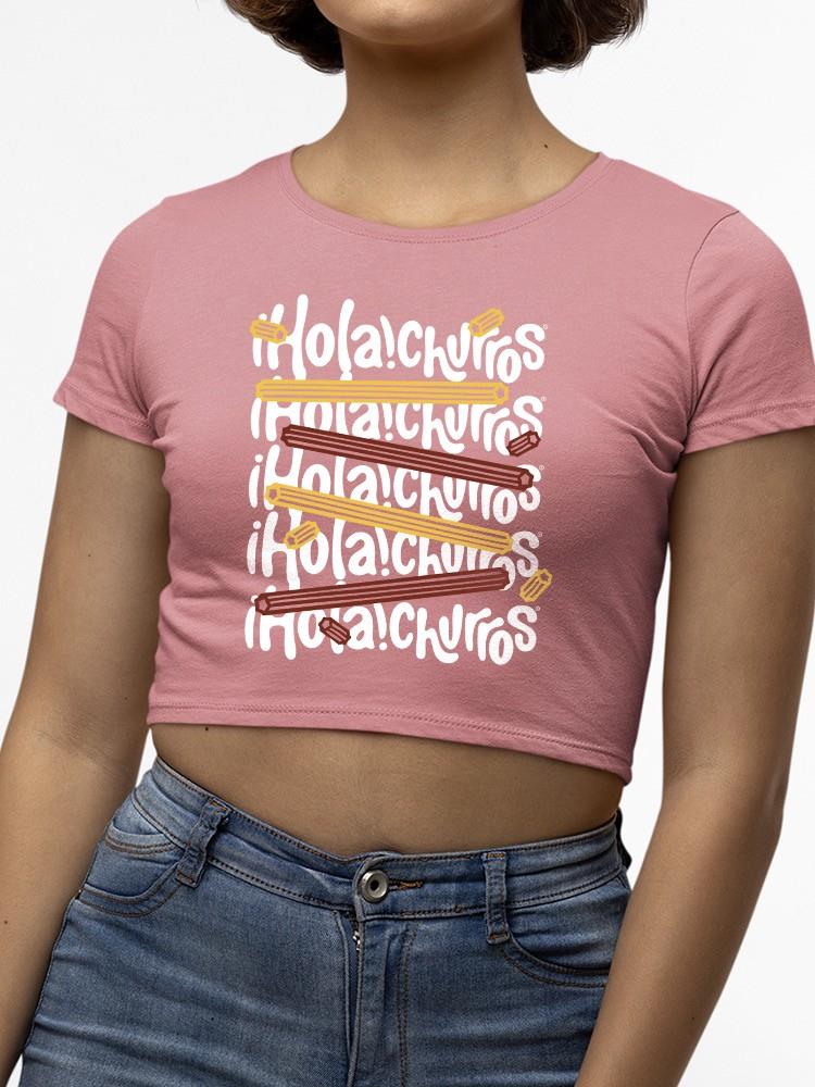 Officially Licensed Hola Churro Colorful Art Fun Print Women's Crop Tee