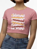 Officially Licensed Hola Churro Colorful Art Fun Print Women's Crop Tee