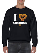 Officially Licensed Hola Churro I Love Churros Heart - Retro Snack Men's Sweatshirt