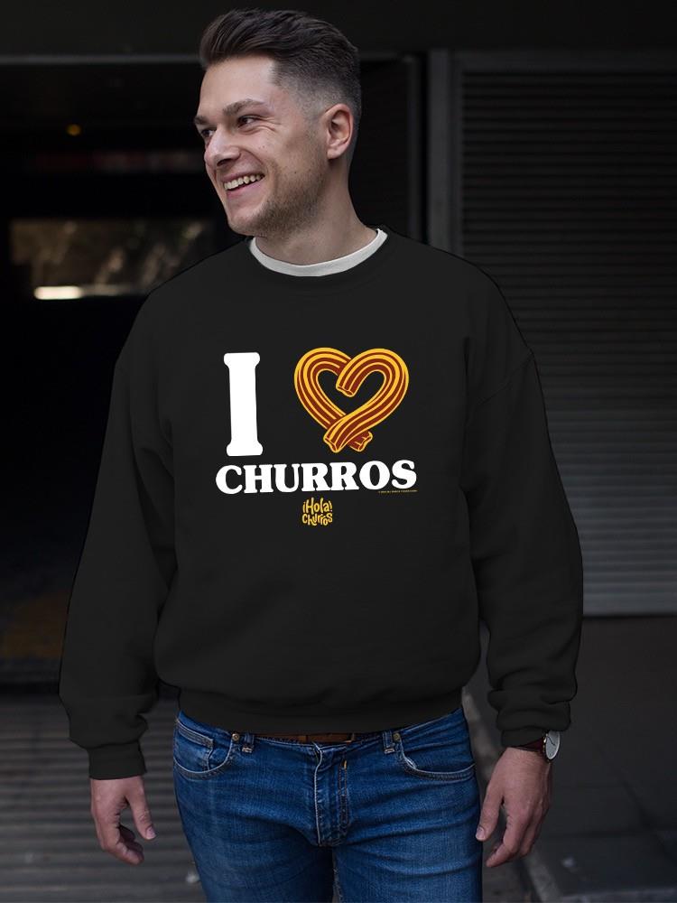 Officially Licensed Hola Churro I Love Churros Heart - Retro Snack Men's Sweatshirt