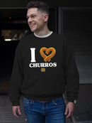 Officially Licensed Hola Churro I Love Churros Heart - Retro Snack Men's Sweatshirt