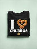 Officially Licensed Hola Churro I Love Churros Heart - Retro Snack Men's Sweatshirt