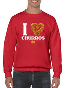 Officially Licensed Hola Churro I Love Churros Heart - Retro Snack Men's Sweatshirt