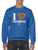 Officially Licensed Hola Churro I Love Churros Heart - Retro Snack Men's Sweatshirt