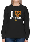 Officially Licensed Hola Churro I Love Churros Heart Women's Sweatshirt