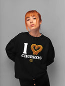 Officially Licensed Hola Churro I Love Churros Heart Women's Sweatshirt