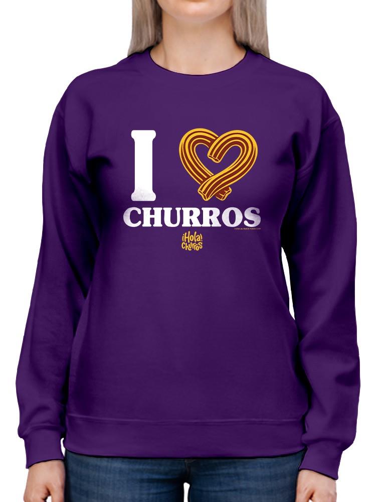 Officially Licensed Hola Churro I Love Churros Heart Women's Sweatshirt