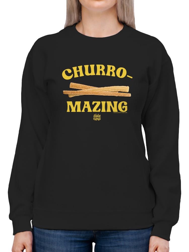 Officially Licensed Hola Churro Churro-Mazing Fun Retro Foodie Women's Sweatshirt