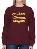 Officially Licensed Hola Churro Churro-Mazing Fun Retro Foodie Women's Sweatshirt