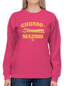Officially Licensed Hola Churro Churro-Mazing Fun Retro Foodie Women's Sweatshirt