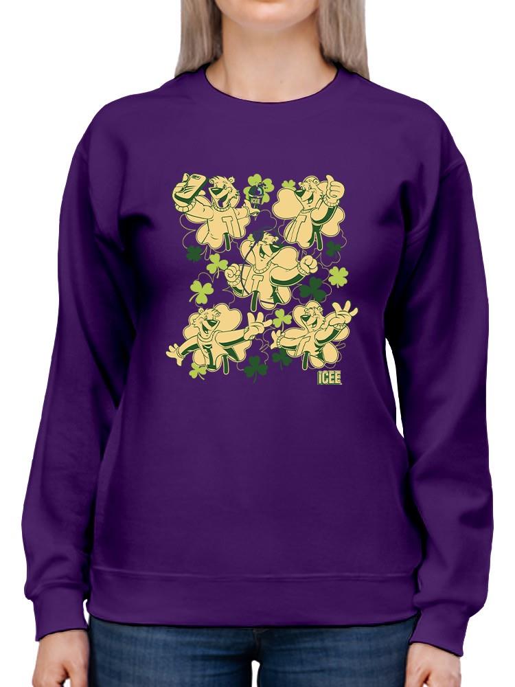 Officially Licensed ICEE Fun, Festive, And Shamrock-Themed Bear Women's Sweatshirt