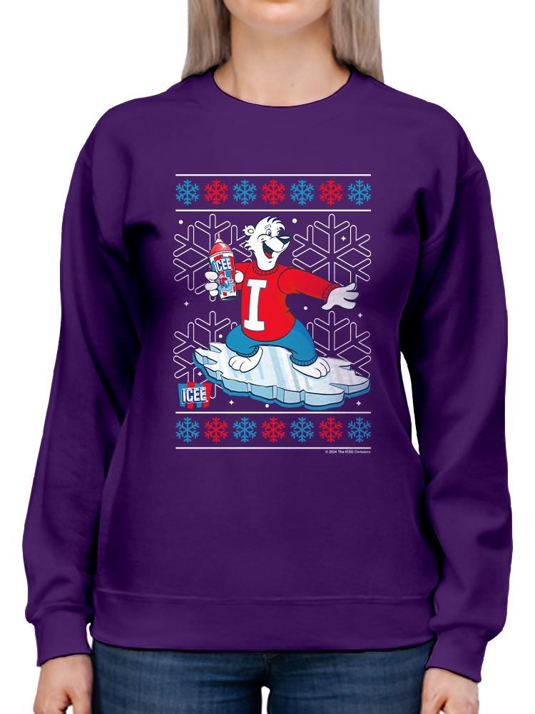 Officially Licensed ICEE Snowy Cool Vibes - Bear Snowboarding Graphic Women's Sweatshirt