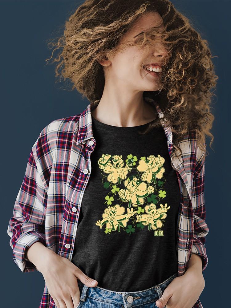 Officially Licensed ICEE Fun, Festive, And Shamrock-Themed Bear Graphic Women's T-shirt