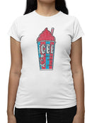 Officially Licensed ICEE Classic Cup - Retro 'Coldest Drink In Town' Graphic Women's T-shirt