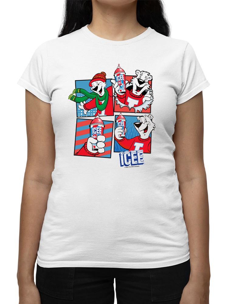 Officially Licensed ICEE Winter Chill Fun - Bear Seasonal Collage Graphic Women's T-shirt