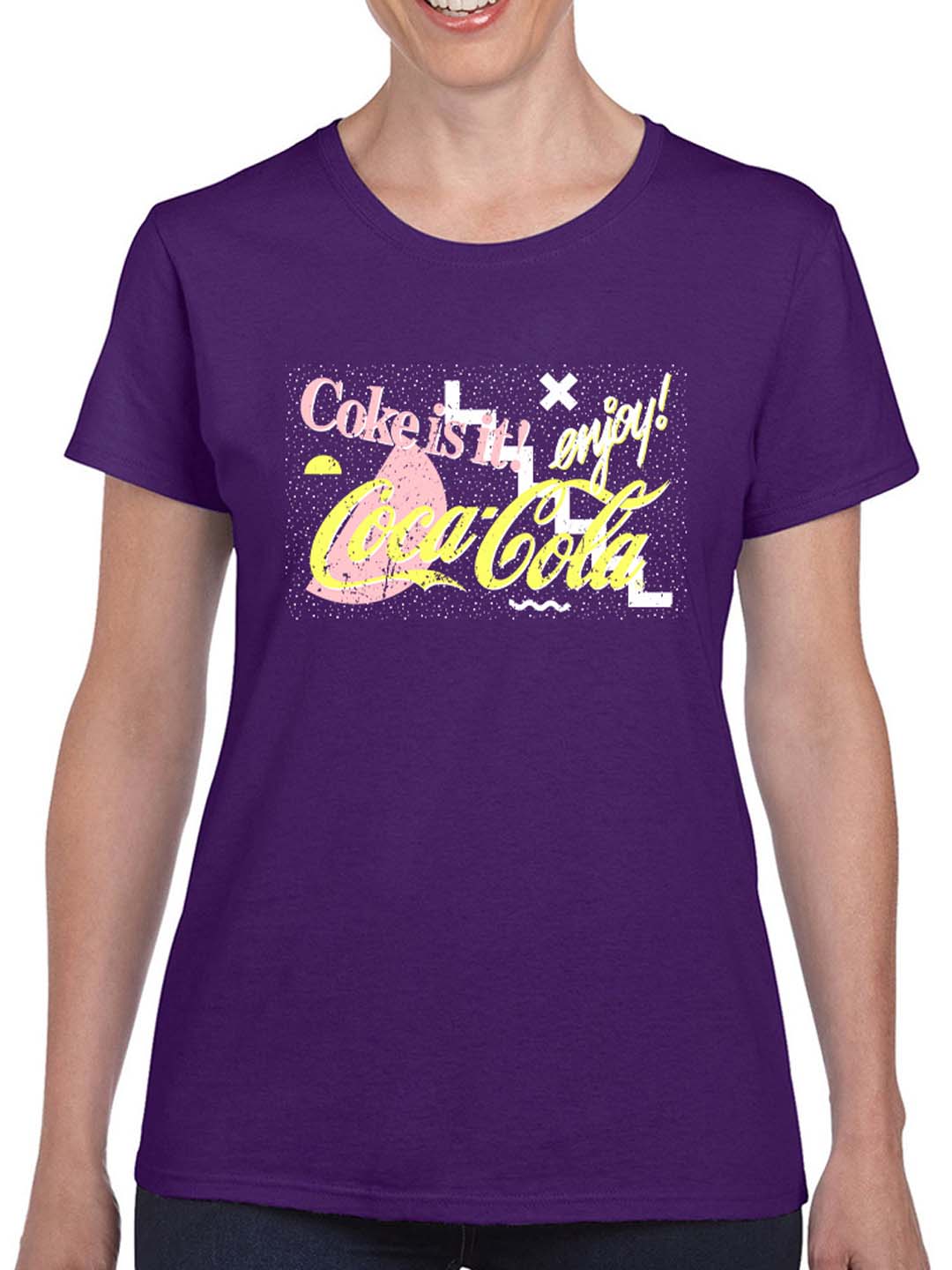 Officially Licensed Coca-Cola Coke Is It! Enjoy Retro Graphic Women's T-shirt