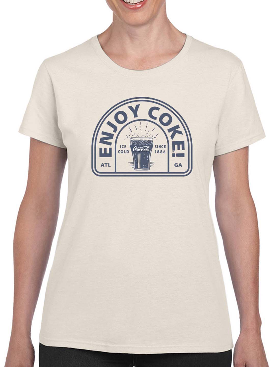 Officially Licensed Coca-Cola Enjoy Coke Retro Ice-Cold Glass Graphic Women's T-shirt