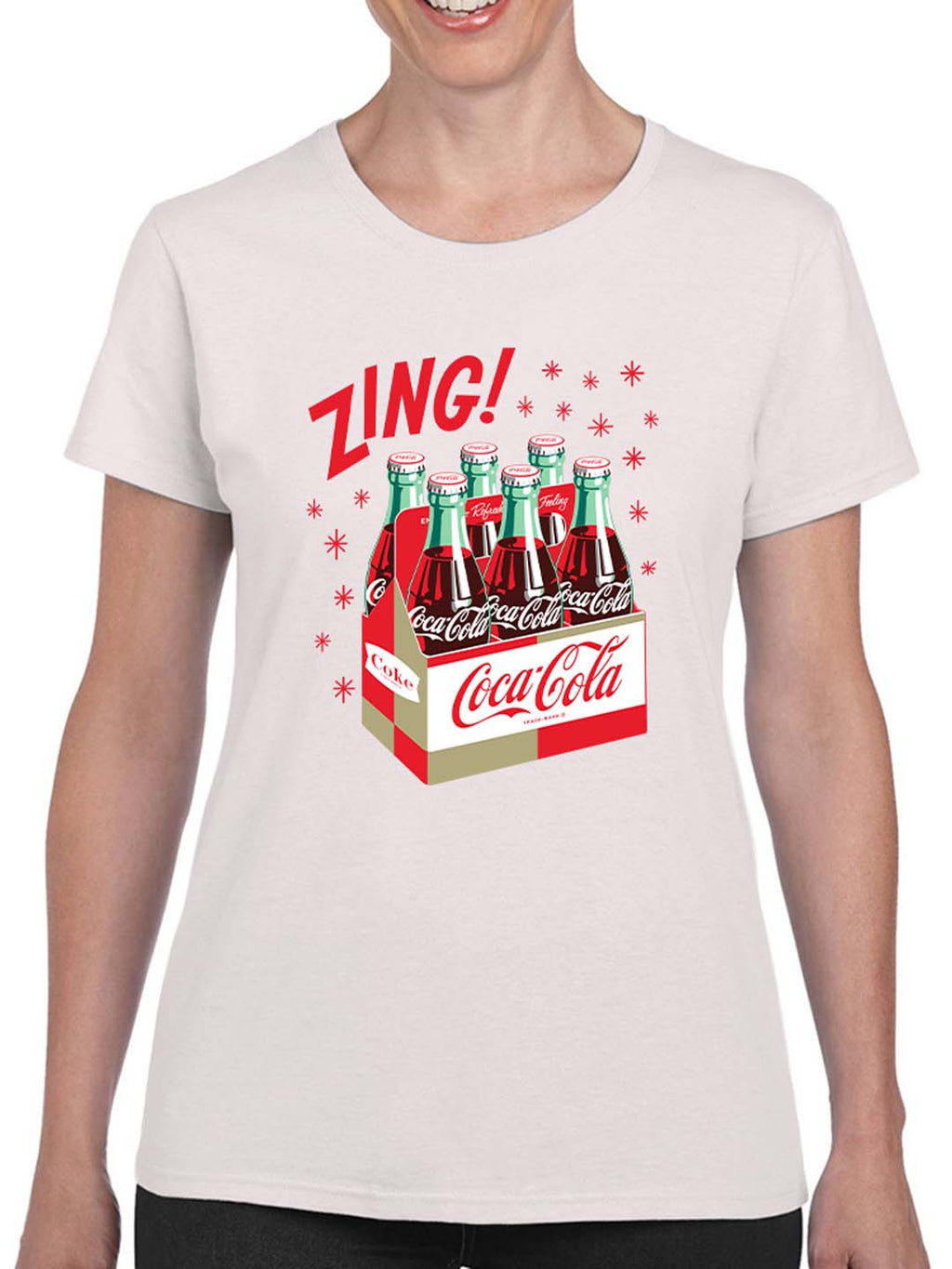 Officially Licensed Coca-Cola Classic Six-Pack Vintage Graphic  Women's T-shirt
