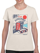 Officially Licensed Coca-Cola Ice Cold Sunshine Coke Poolside Graphic Women's T-shirt