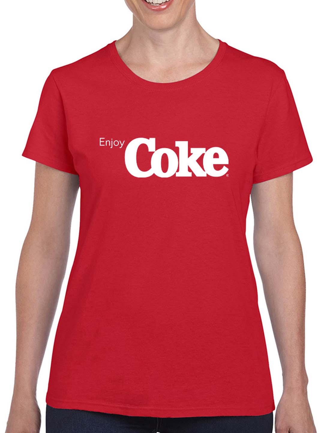 Officially Licensed Coca-Cola Enjoy Coke Minimalist Classic Logo Graphic Women's T-shirt