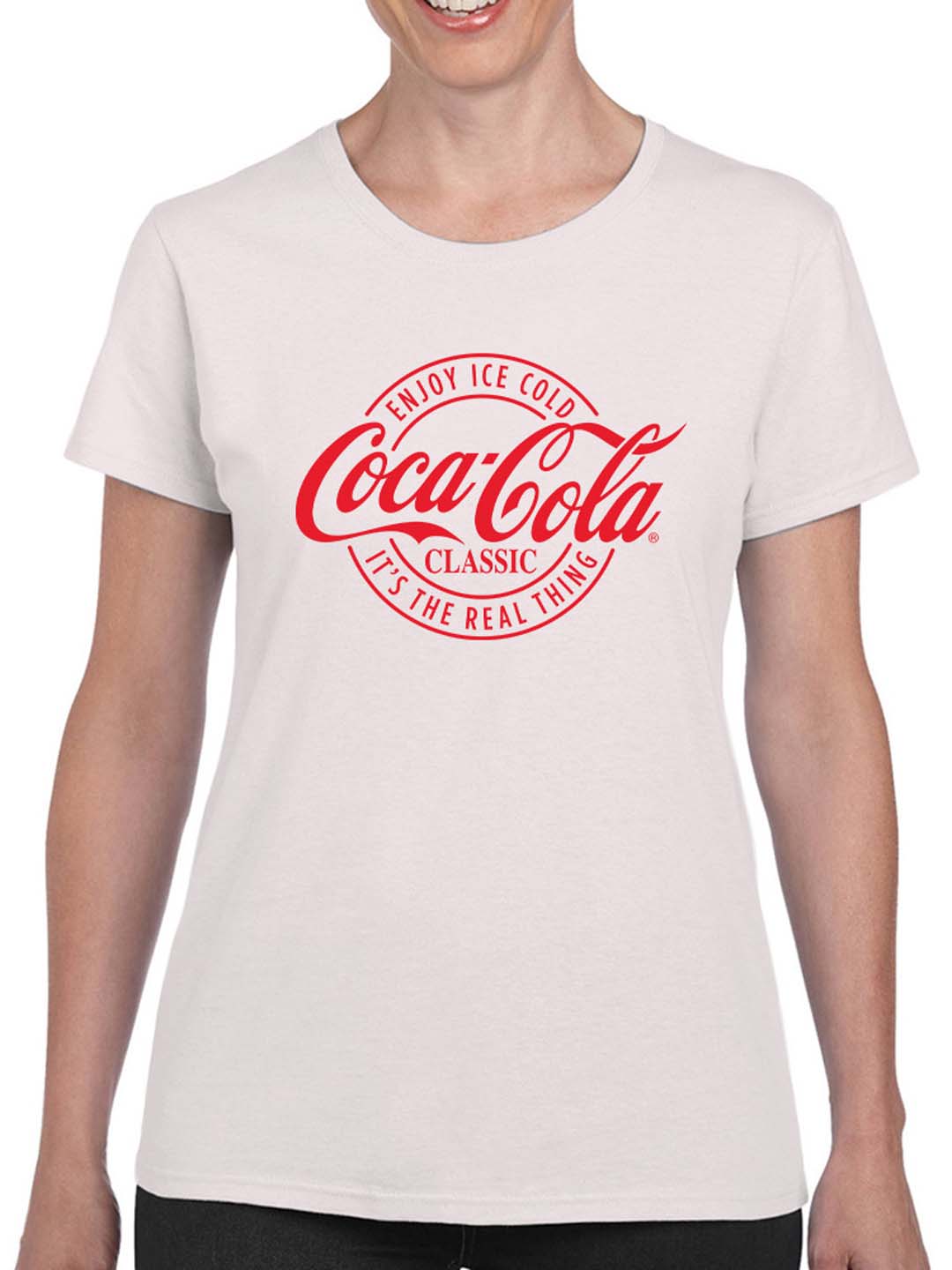 Officially Licensed Coca-Cola Classic Real Thing Graphic Women's T-shirt